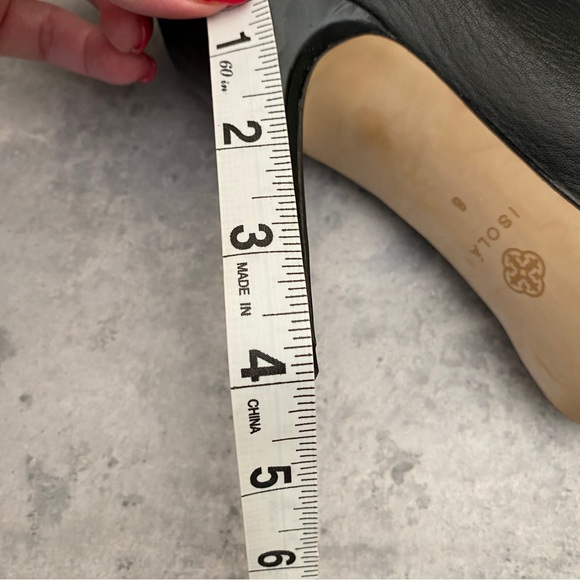 Isola Black Leather Stiletto Slip On Booties Size 8 - Picture 10 of 11